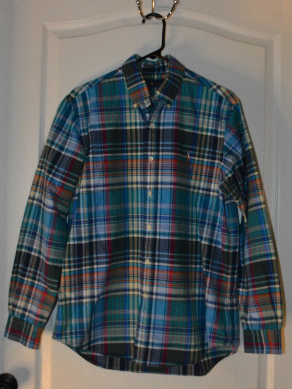 Polo Ralph Lauren Men's Blue Multi Plaid Long Sleeve Button Down Shirt sz Medium